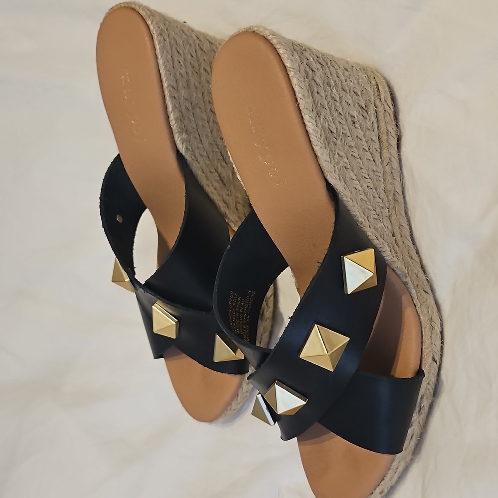Maypol Black Stud Wedges.  Womens Size 8